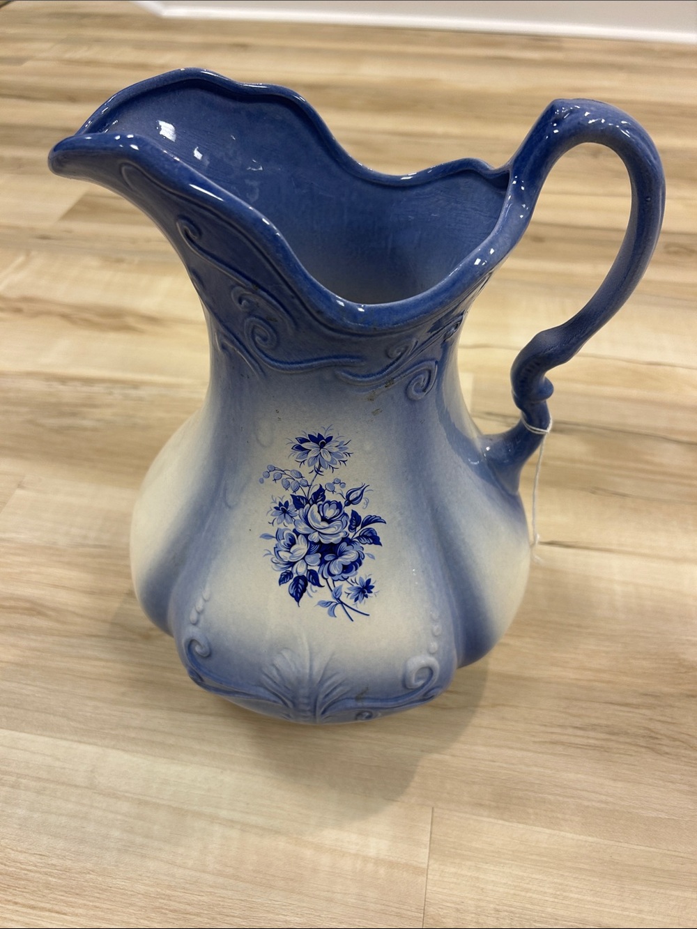 Vintage Ironstone pitcher Blue Floral Ceramic Pitcher – Home Art Decorative Vase